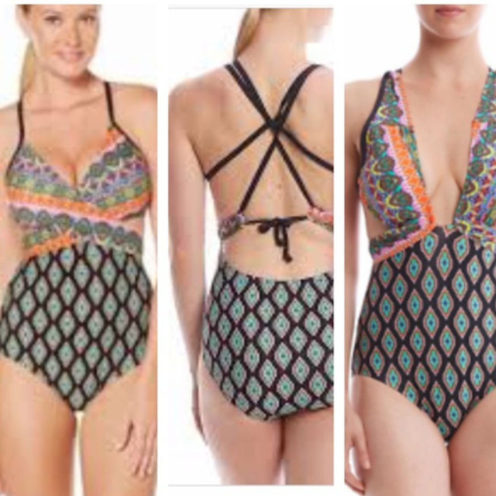 Coastal Zone by Jantzen One Piece Wrap Swimsuit S - Picture 6 of 9